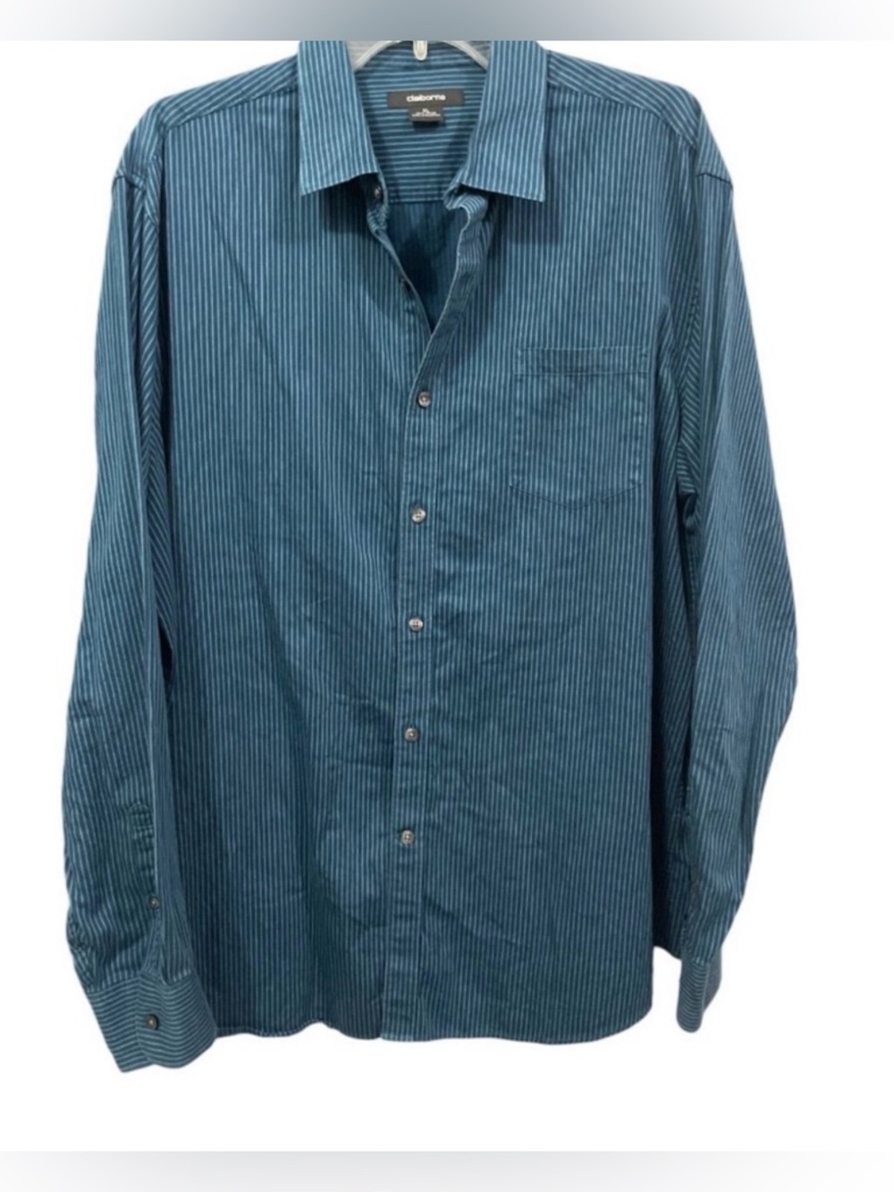 Claiborne Teal Striped Long-Sleeve Button-Down Men’s XL Shirt